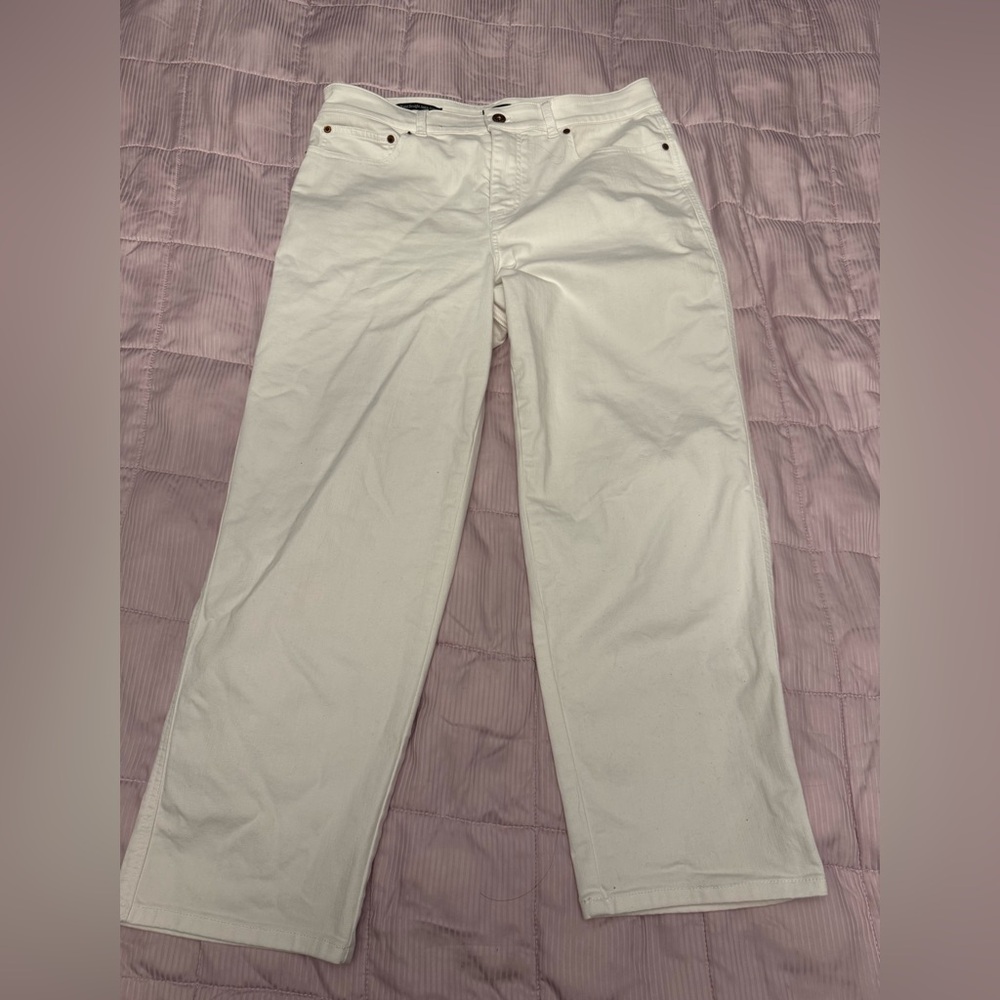Talbots White High Waist Straight Ankle Jeans